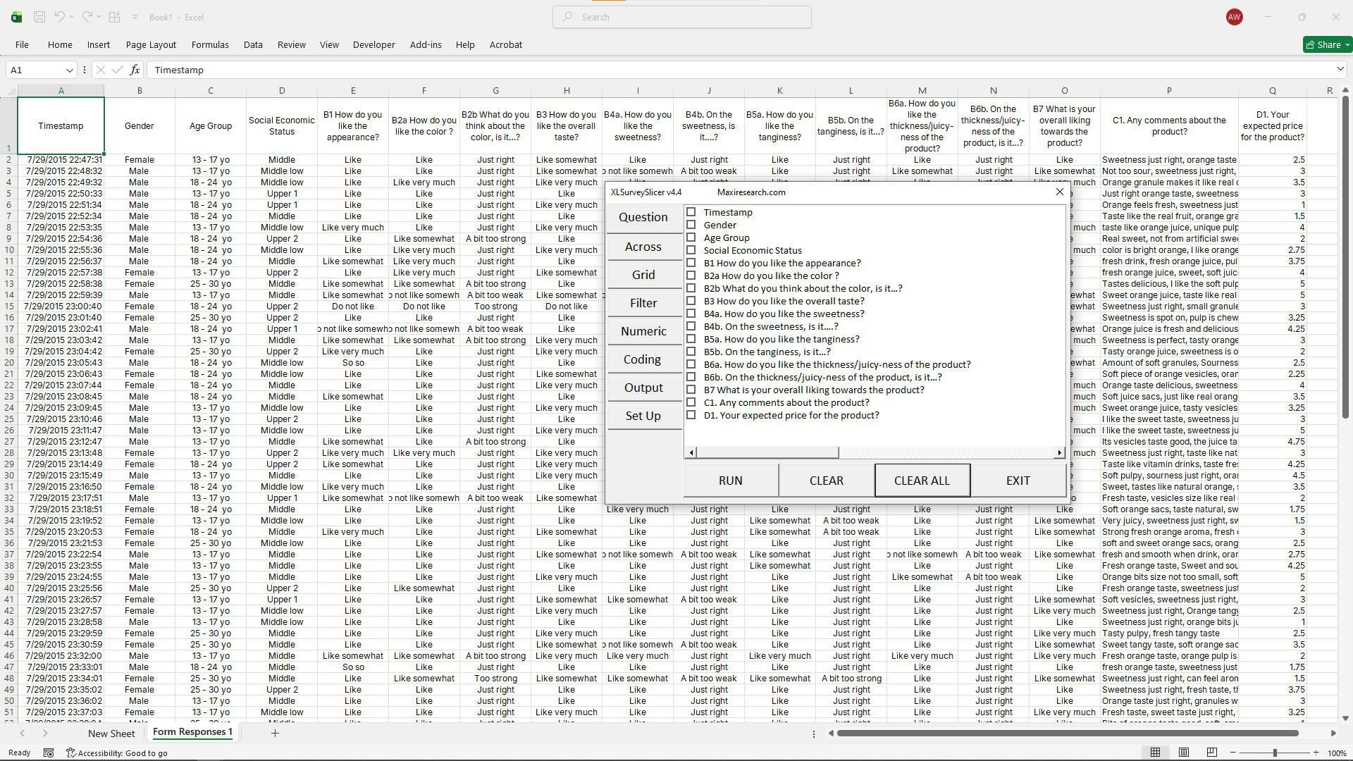 Data Preparation and Open XLSurveySlicer