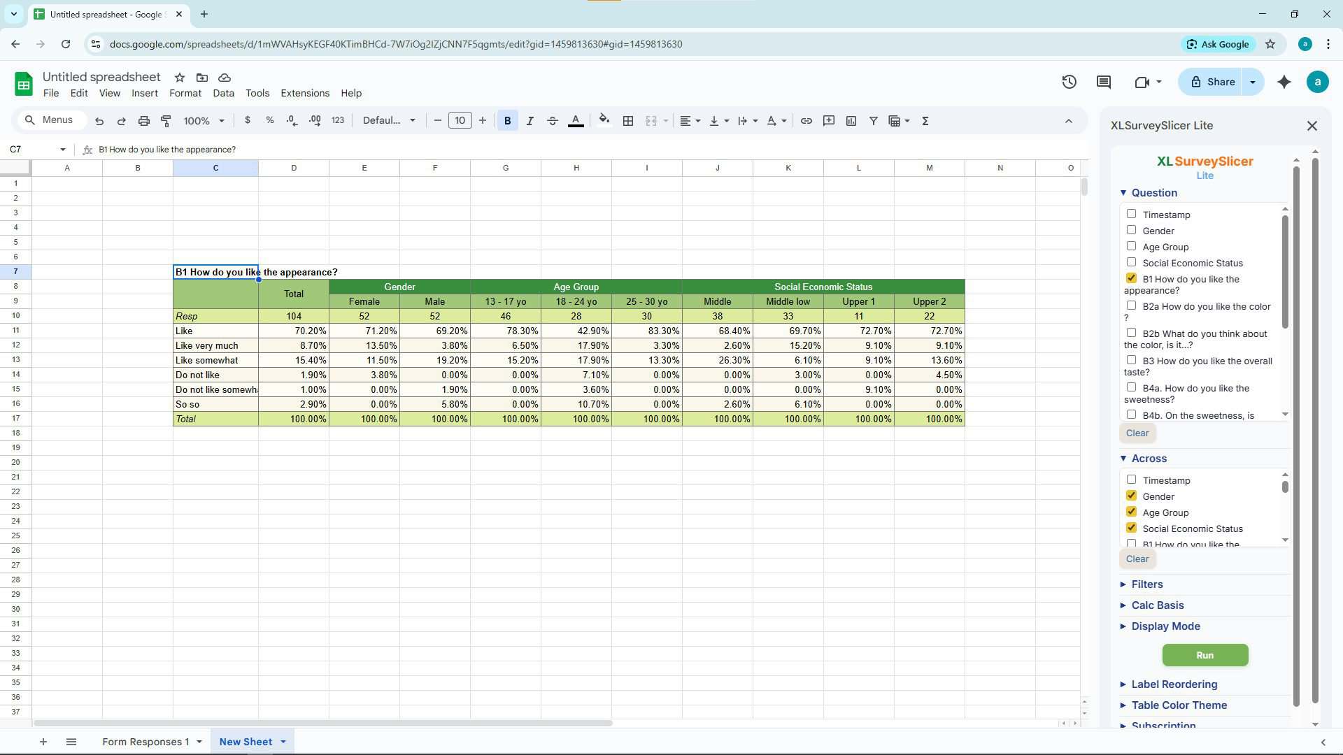 Generate Tables with XLSurveySlicer Lite